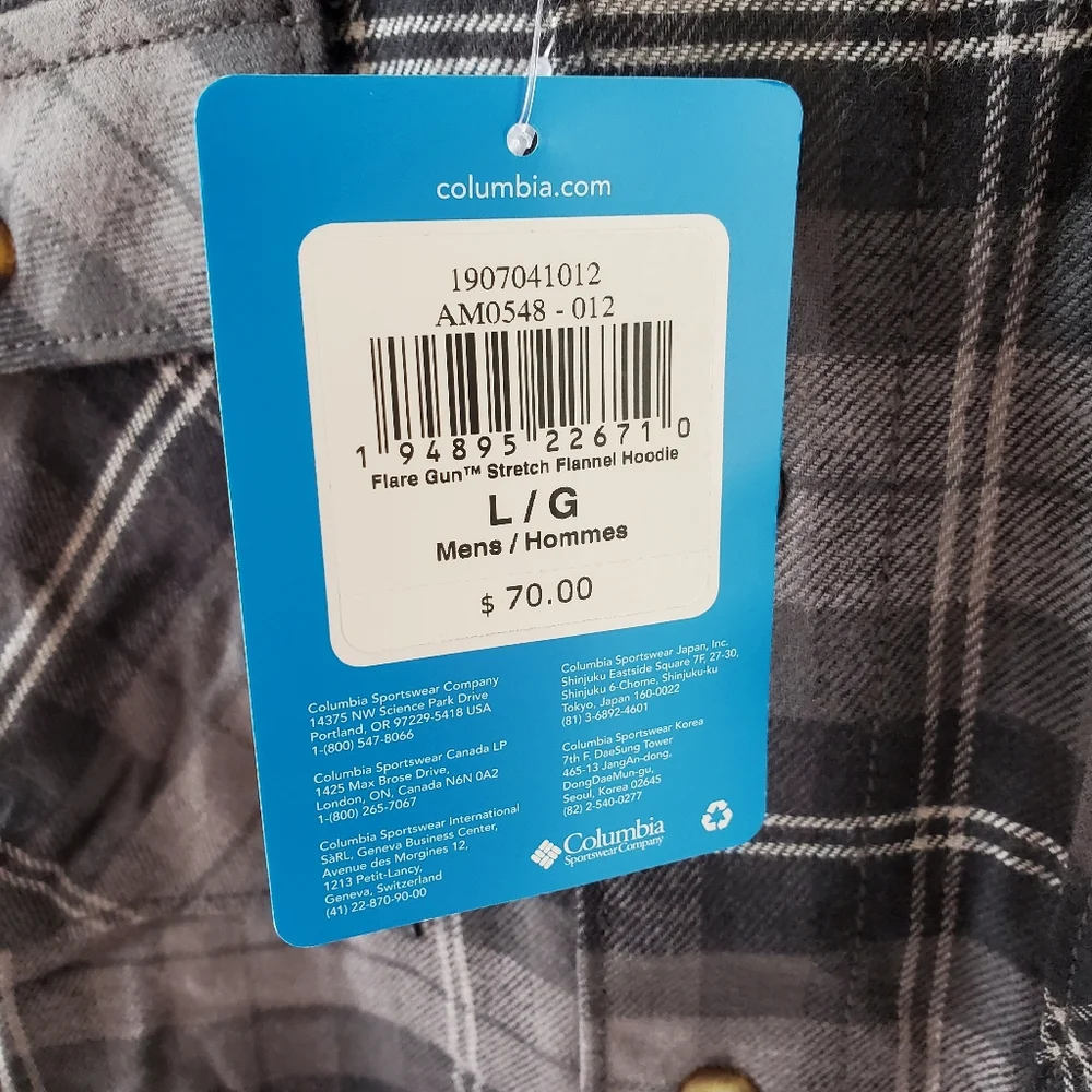 NWT Columbia Men's 'Flare Gun' Stretch Flannel Hoodie, Shacket